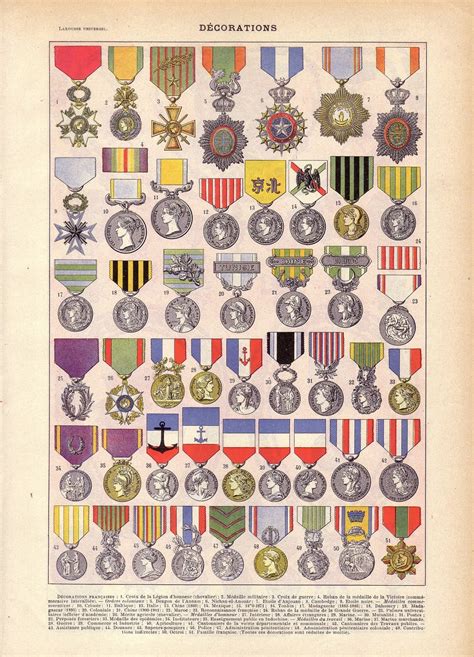 1922 Vintage FRENCH MILITARY MEDALS French Dictionary