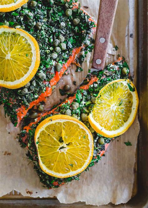 Baked Wild Sockeye Salmon Recipe - with Herbed Garlic Caper Crust