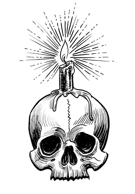 Skull and candle Drawing by Alexander Kuzyuberdin | Saatchi Art