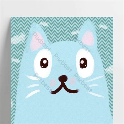 pure original drawing cartoon blue cat animal background | Backgrounds PSD Free Download - Pikbest