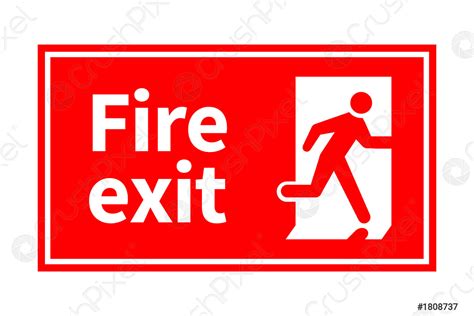 Emergency fire exit red sign with running man on white - stock vector 1808737 | Crushpixel