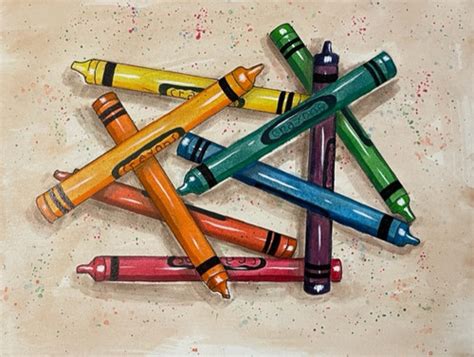 Color Wheel Crayons Mixed Media | Lonna Lamb Designs