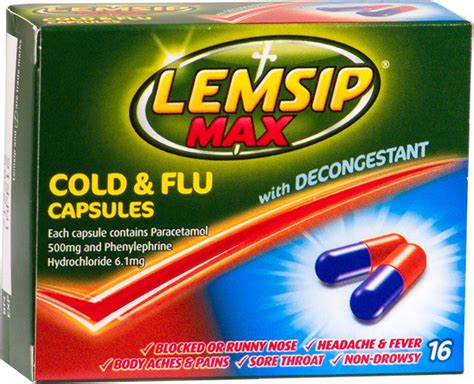 Lemsip Max Cold & Flu Decongestant Capsules 16pk