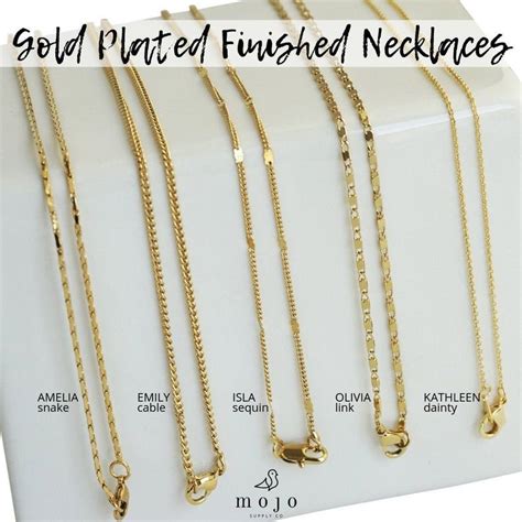 5 Styles Gold Finished Necklace 16 18 20 Inch Chain Necklace Wholesale Gold Plated Necklaces ...