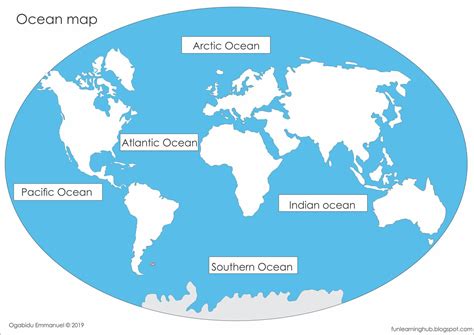 World Map Oceans Labeled