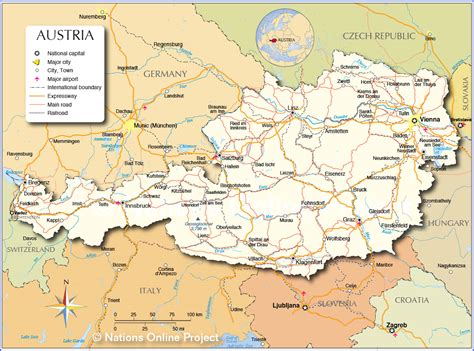 Political Map of Austria - Nations Online Project