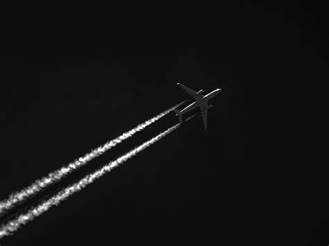 HD wallpaper: Airplane Contrails, aircraft, aviation, black and white ...