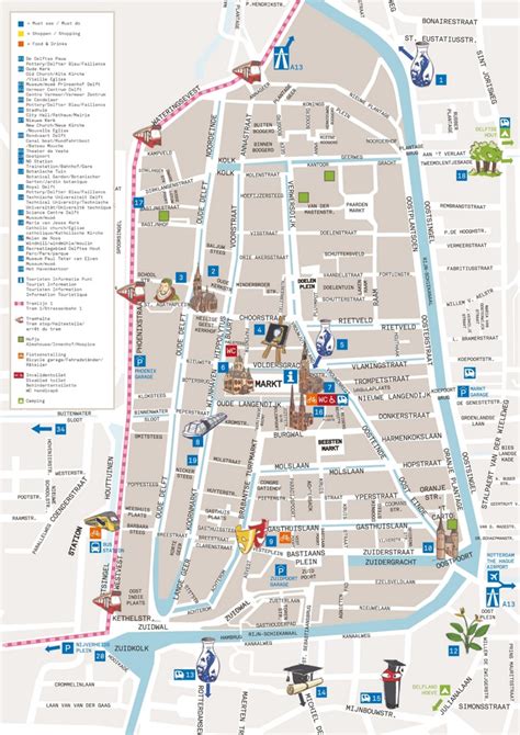 Delft city center map - Ontheworldmap.com