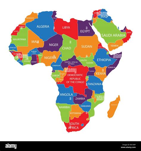 Illustration vecteur de l'Afrique carte avec les noms de pays isolé sur fond blanc. L'icône du ...