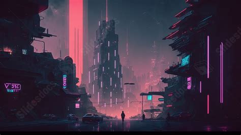 Futuristic Neon Technology City Cyberpunk Powerpoint Background For ...