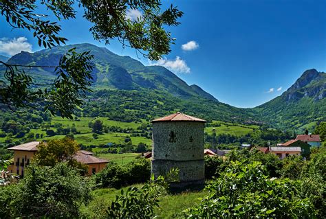 spain, Scenery, Mountains, Houses, Sky, Trees, Proaza, Asturias, Nature ...