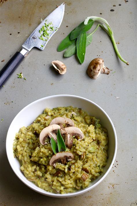 Mushroom Brown Rice Risotto with Moringa (GF & DF) - Little Bites of Beauty