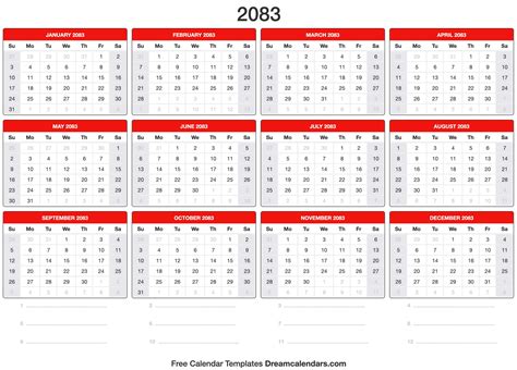 2083 Calendar