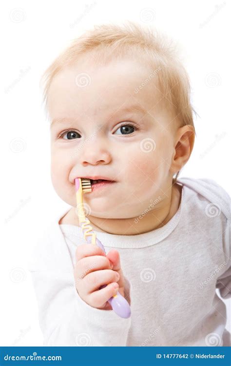 Baby with toothbrush stock photo. Image of tooth, pretty - 14777642