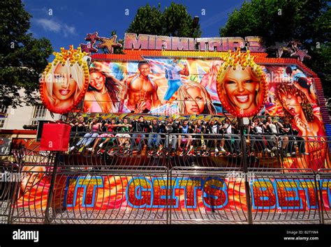 big swing fun fair ride Miami Trip 3 Stock Photo - Alamy