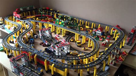 Lego train compact double level layout - YouTube