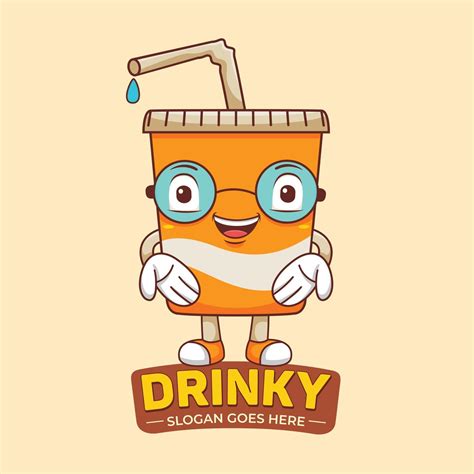 Soft Drink Mascot Logo Vector in Flat Design Style 2420311 Vector Art ...