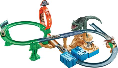 Buy Hot WheelsJurassic World Dominion Toy Cars Track Set, Clash 'n C Playset with Motorized ...