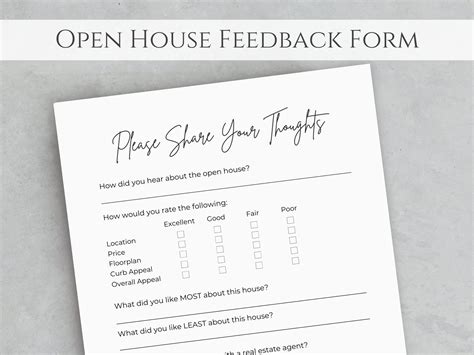 Open House Feedback Form Editable Canva Template & Pdfs - Etsy | Open house, Open house real ...