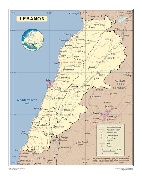 Large detailed political and administrative map of Lebanon with roads, cities and airports ...