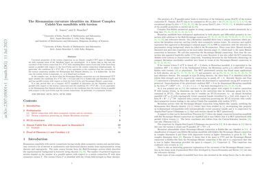 The Riemannian curvature identities on Almost Complex Calabi-Yau with torsion 6-manifold and ...