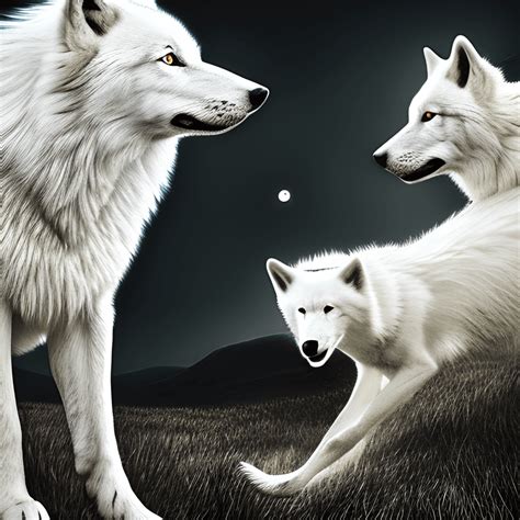 White Wolf and Moon HyperRealistic Graphic · Creative Fabrica