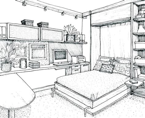 Bedroom Perspective Drawing at PaintingValley.com | Explore collection of Bedroom Perspective ...