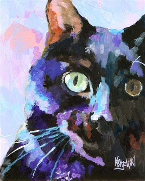 Black Cat Art Print of Original Acrylic Painting 11x14