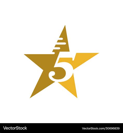 Yellow 5 five star logo design Royalty Free Vector Image