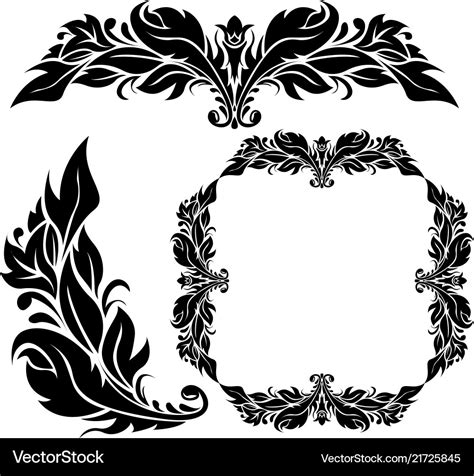 Floral ornamental decorations black filigree Vector Image