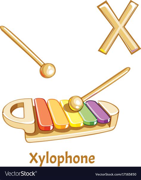 Alphabet letter x xylophone Royalty Free Vector Image