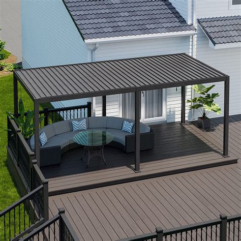 SORARA Louvered Pergola 10' × 20' Aluminum Gazebo with Adjustable Roof for Outdoor Deck Garden ...