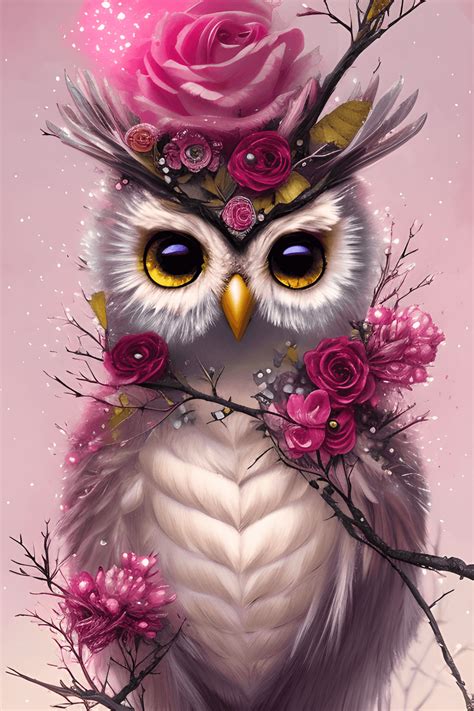 Fantasy Cute Kawaii Valentine Owl · Creative Fabrica