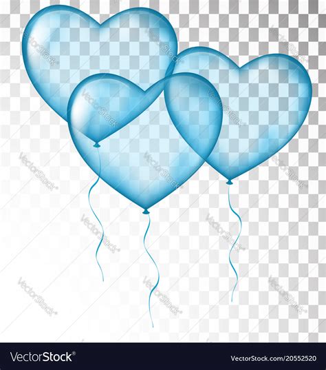 Blue heart balloons transparent Royalty Free Vector Image