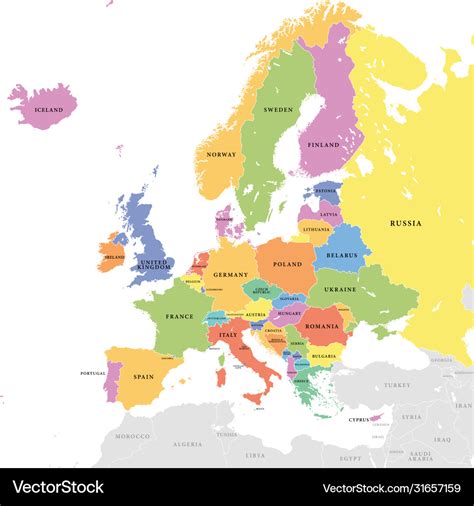 Colored european map Royalty Free Vector Image