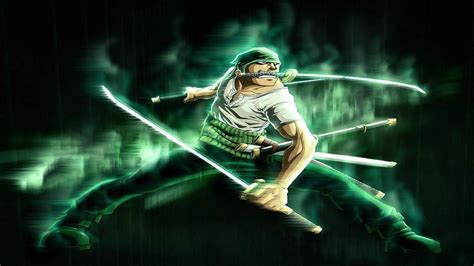 Download Zoro unleashing an awe-inspiring aura of green Wallpaper | Wallpapers.com