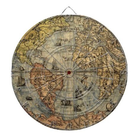 World Map Antique 1500 art print artwork Dartboard | Zazzle.com