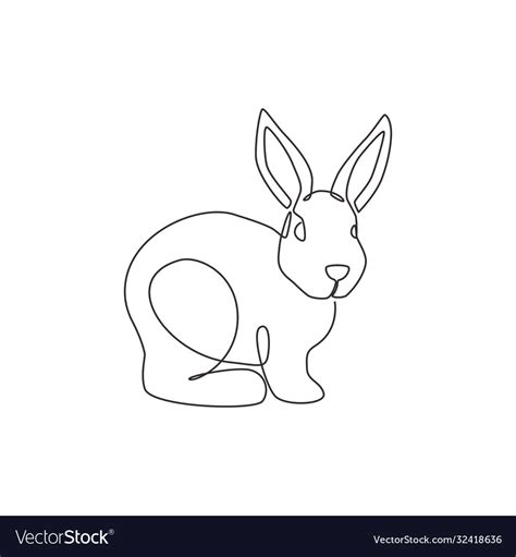 Single continuous line drawing funny rabbit Vector Image