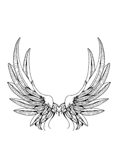 Angel Wings Black and White Clipart Free SVG File - SVG Heart