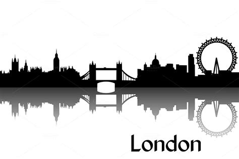 Vector silhouette of London | London skyline silhouette, London silhouette, London illustration