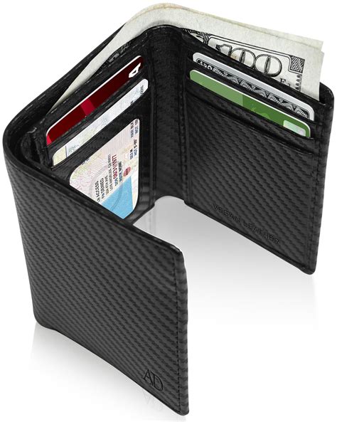 Vegan Leather Trifold Wallets For Men - Cruelty Free Non Leather Mens Wallet With ID Window ...