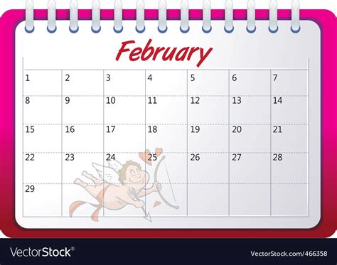 Cartoon february calendar Royalty Free Vector Image