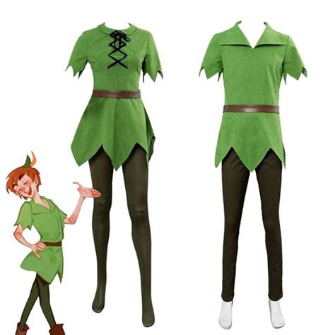 Movie Peter Pan Cosplay Costume Hat Green Elf Uniform Adult Children Halloween Carnival Costume ...