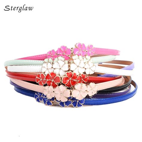 Sweet cute Flowers women's belts brand skirt belt dresses for girls riem LIC 2018 high quality ...