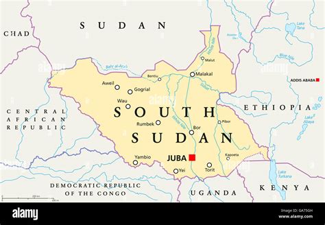 South Sudan Political Map | Cities And Towns Map