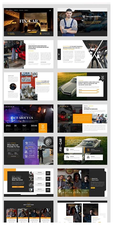 Car Repair Service Google Slide Design Layout