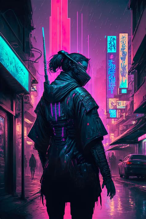 Cyberpunk Samurai Neon Future City Japan Art Digital Download - Etsy Hong Kong