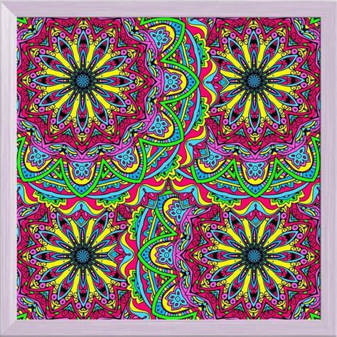 Artzfolio ArtzFolio Abstract Psychedelic Traditional Motif Element D6 Canvas Painting White ...