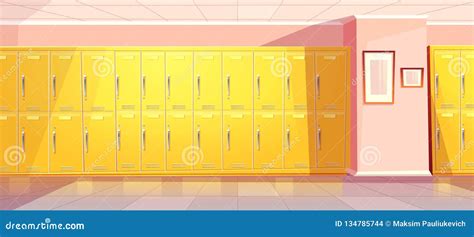 Vector School, College Corridor, Hallway with Lockers Stock Vector ...