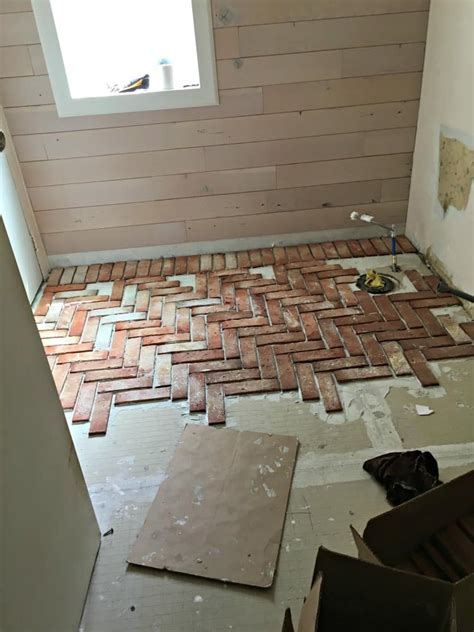 Brick tile floor Brick veneer bathroom and kitchen installation tutorial